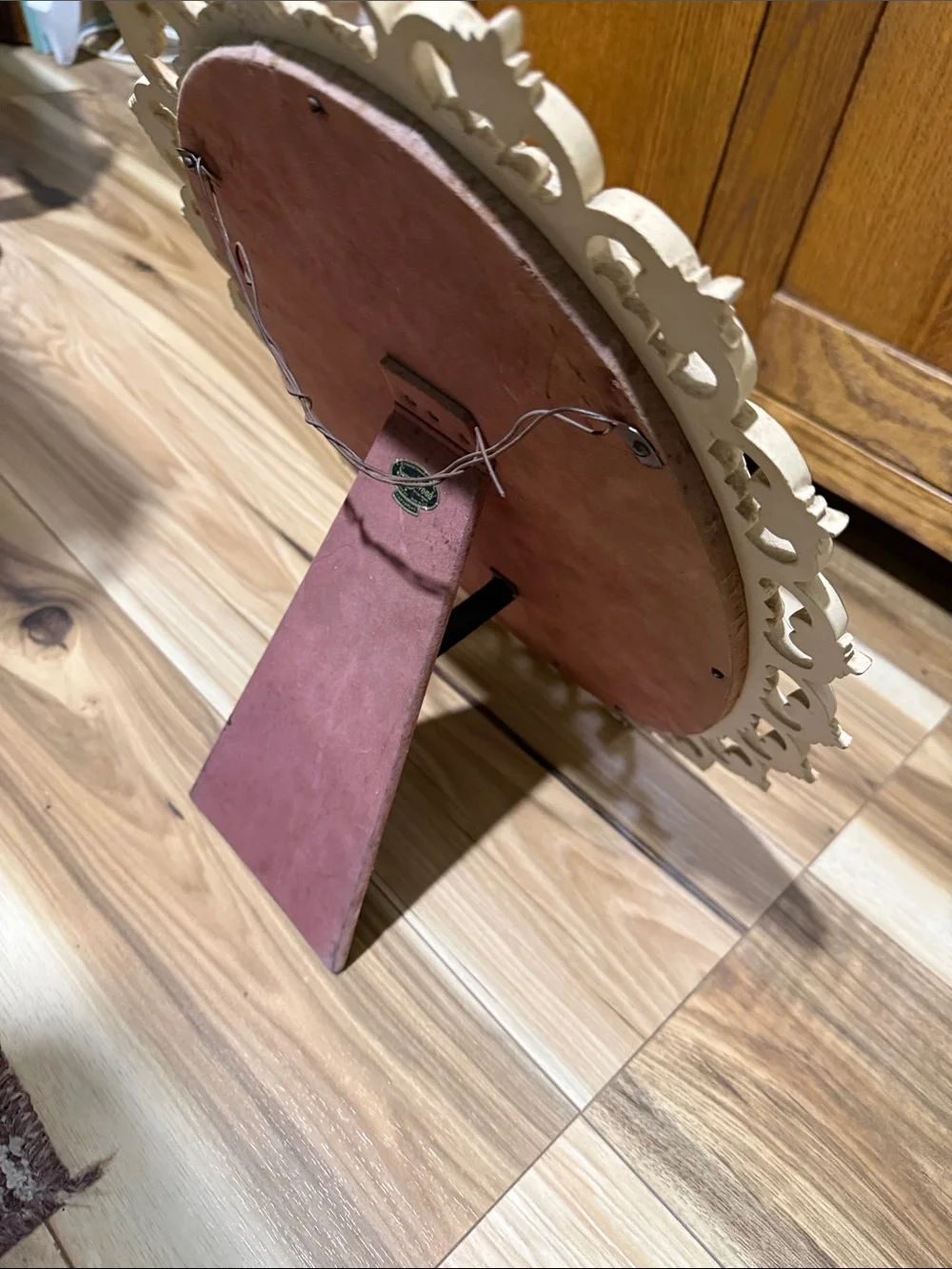 Vintage wood Ornate Cream Oval Wall Mirror or tabletop